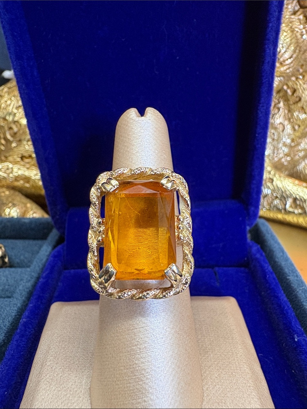 Sarah Coventry Gold-Tone Ring with Amber Stone
